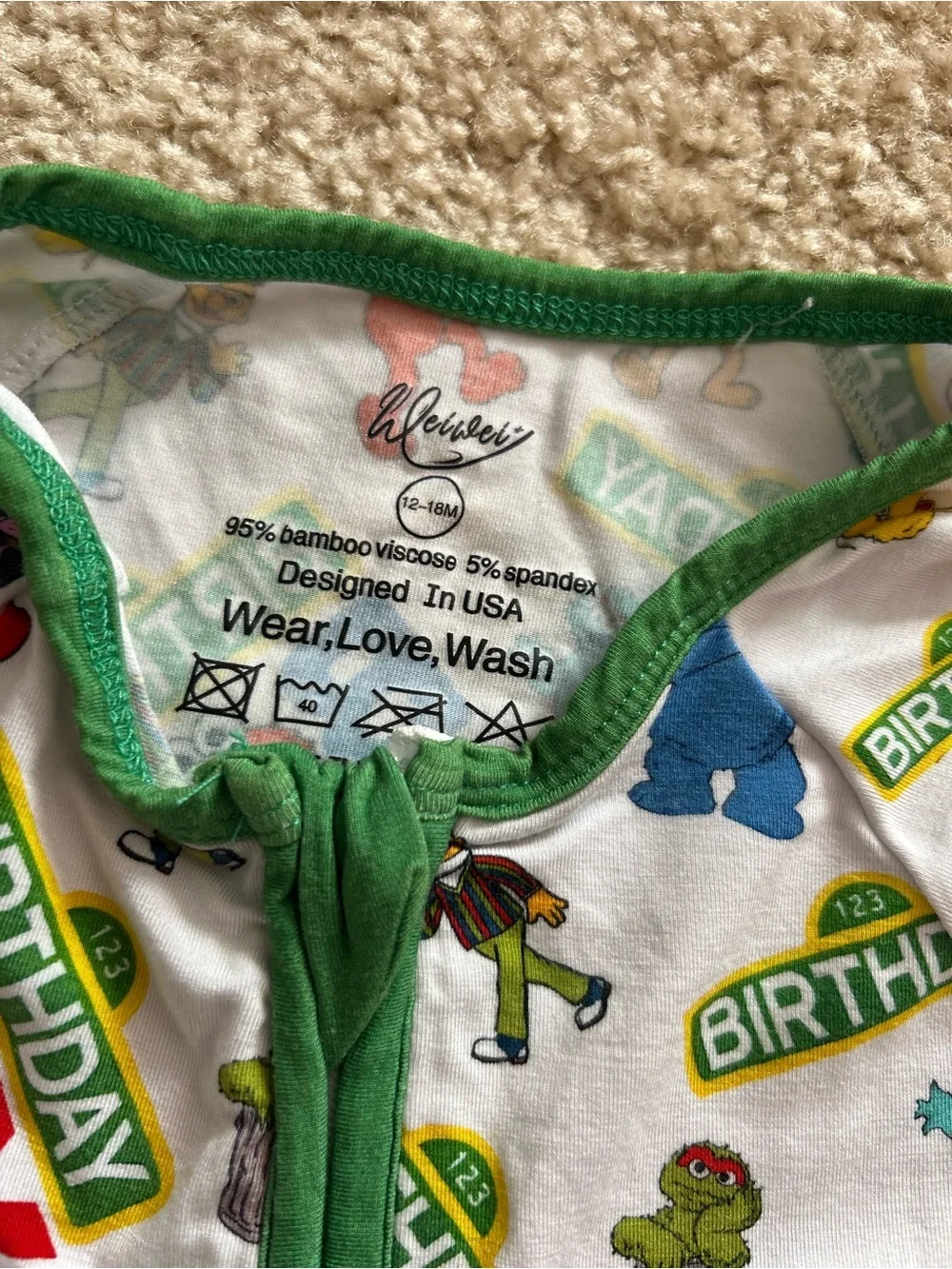Birthday Sesame Street Bamboo Zippy